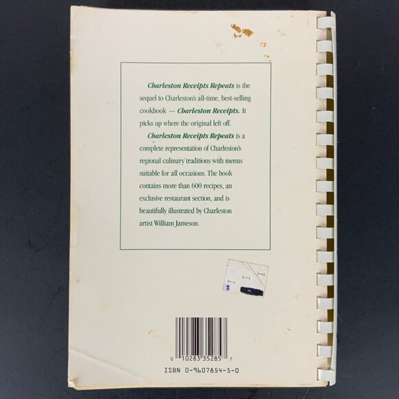 Charleston Receipts Repeats Cookbook By Junior League of Charleston 1992 Spiral - Picture 3 of 12